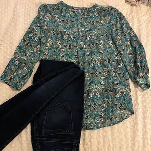 Patterned Blue Blouse